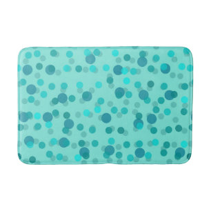 Aqua, turquoise and seafoam polka dots bath mat