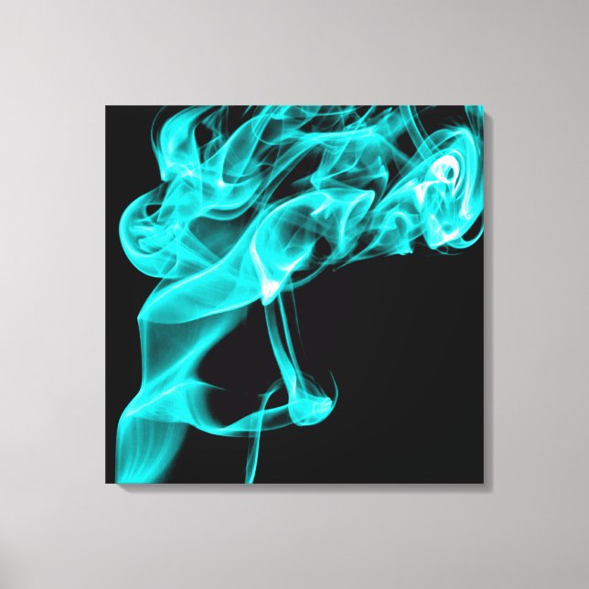 Aqua/Turquoise Black Modern Fractal Art Wall Decor (Front)