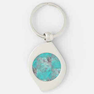 Aqua Turquoise Blue and Gray Stone Key Ring