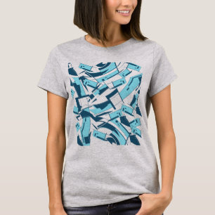 Aqua Turquoise Blue Diagonal Scattered Pieces T-Shirt