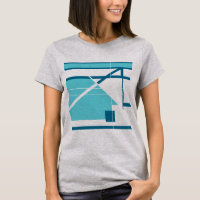 Aqua Turquoise Blue Geometric Abstract MCM Look
