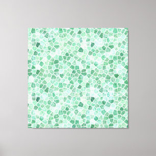 Aqua Turquoise Cobbled Patchwork Terrazo Pattern Canvas Print