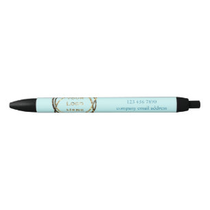 Aqua Turquoise Custom Business Logo Promotional Black Ink Pen