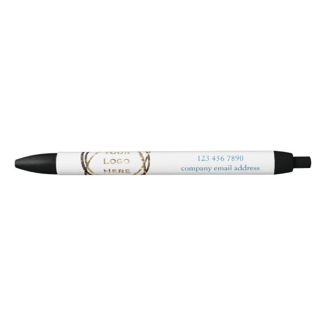  Aqua Turquoise Custom Business Logo Promotional Black Ink Pen (Front)