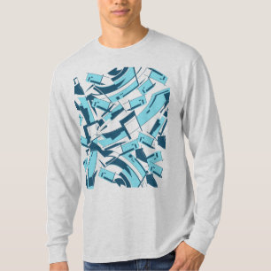 Aqua Turquoise Diagonal Scattered Pieces Abstract T-Shirt