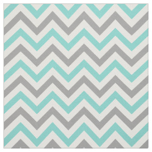 Aqua Turquoise, Dk Grey, Wht LG Chevron ZigZag Sz6 Fabric
