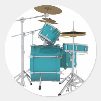 Aqua / Turquoise Drum Kit: Classic Round Sticker