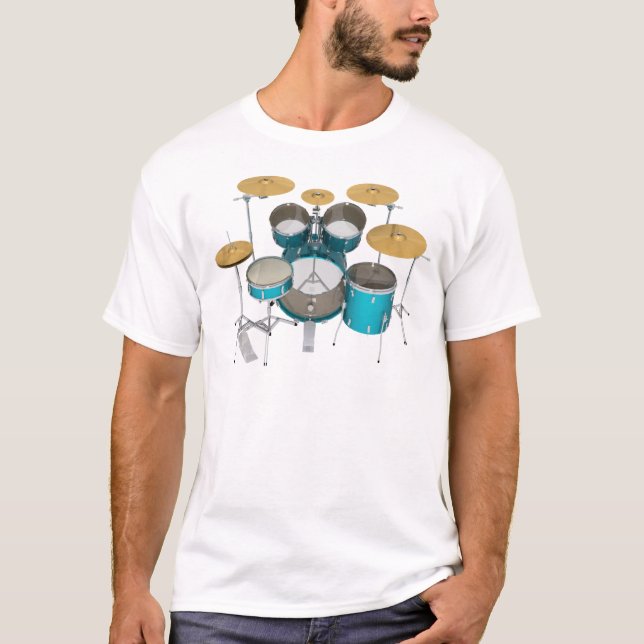 Aqua / Turquoise Drum Kit: T-Shirt (Front)