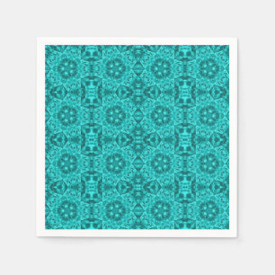 Aqua turquoise geometric pattern napkin