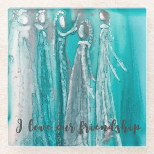Aqua Turquoise Glass Coaster