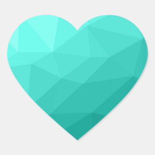 Aqua Turquoise Gradient Geometric Mesh Pattern Heart Sticker