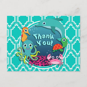 Aqua Turquoise Ocean Life Baby Shower Postcard