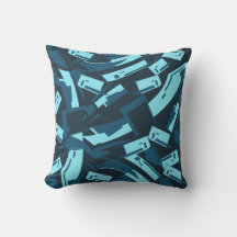 Aqua Turquoise on Navy Slanted Scattered Pieces