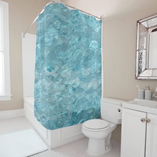 Aqua/Turquoise Pool Water Abstract Photography Shower Curtain (In Situ)