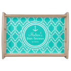 Aqua Turquoise Retro Nautical Anchor Baby Shower