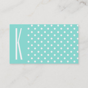 Aqua Turquoise & White Polka Dots Business Card