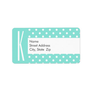 Aqua Turquoise & White Polka Dots Label