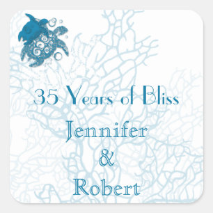 Aqua Turtle Love Anniversary Envelope Seal