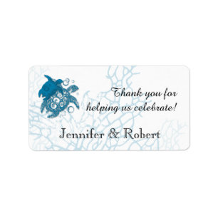 Aqua Turtle Love Wedding Label
