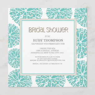 AQUA Under the Sea Coral Modern BRIDAL SHOWER Invitation