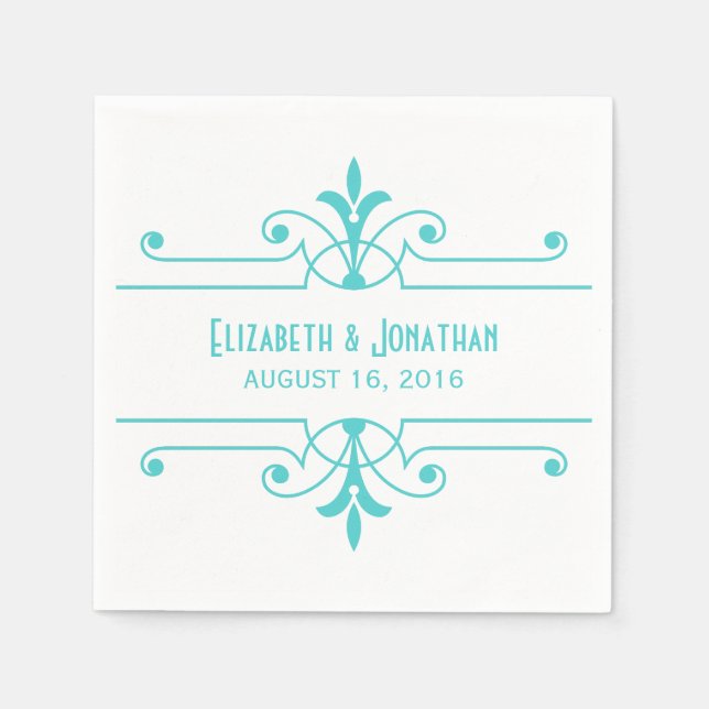 Aqua v2 Fancy Ornamental Paper Napkins (Front)