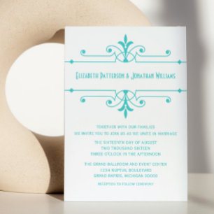 Aqua v2 Fancy Ornamental Wedding Invite