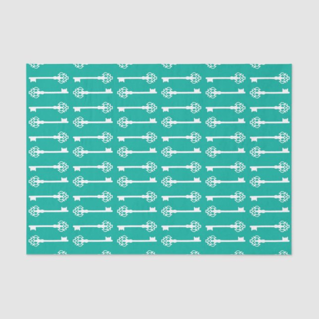 Aqua Victorian Keys Tissue Paper (Front)