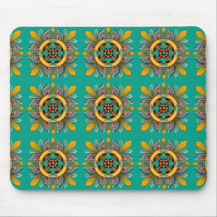 Aqua Victorian Tile Design Mouse Mat