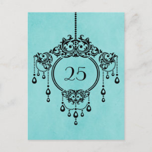 Aqua Vintage Chandelier Table Number Postcard