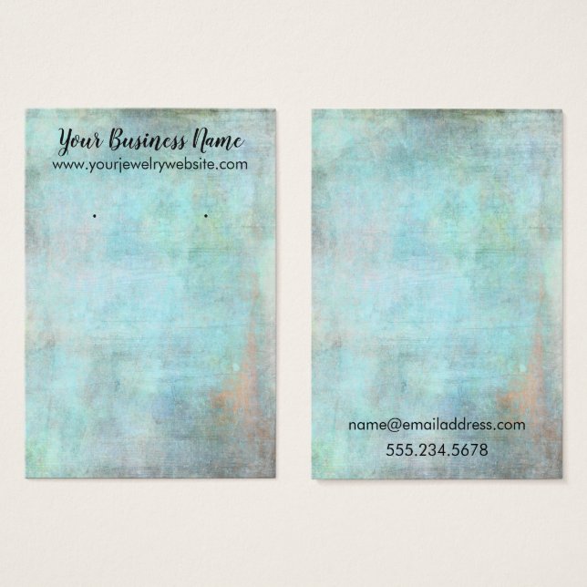 Aqua Vintage Grunge Earring Holder Display Cards (Front & Back)