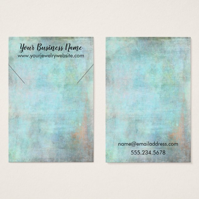 Aqua Vintage Grunge Necklace Holder Display Cards (Front & Back)