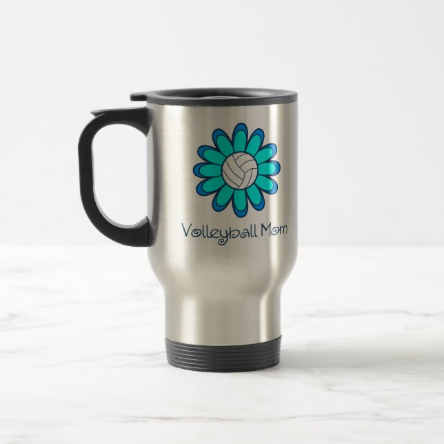 Aqua Volleyball Mum Travel Mug (Left)