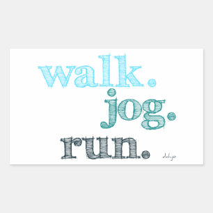 AQUA WALK JOG RUN (font SHADED) Rectangular Sticker