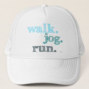 AQUA WALK JOG RUN (font SHADED) Trucker Hat