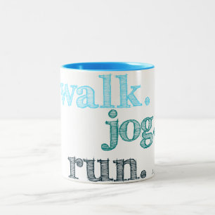 AQUA WALK JOG RUN (font SHADED) Two-Tone Coffee Mug