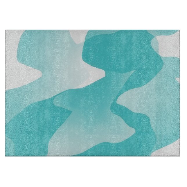 Aqua Water Abstract Art Glass Cutting Board (Front)