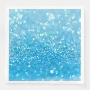 Aqua Water Baby Blue Glitter Napkin