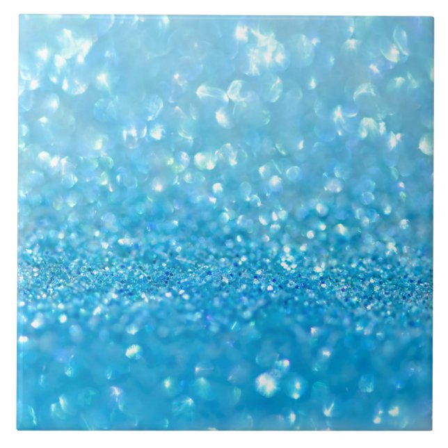 Aqua Water Baby Blue Glitter Tile (Front)