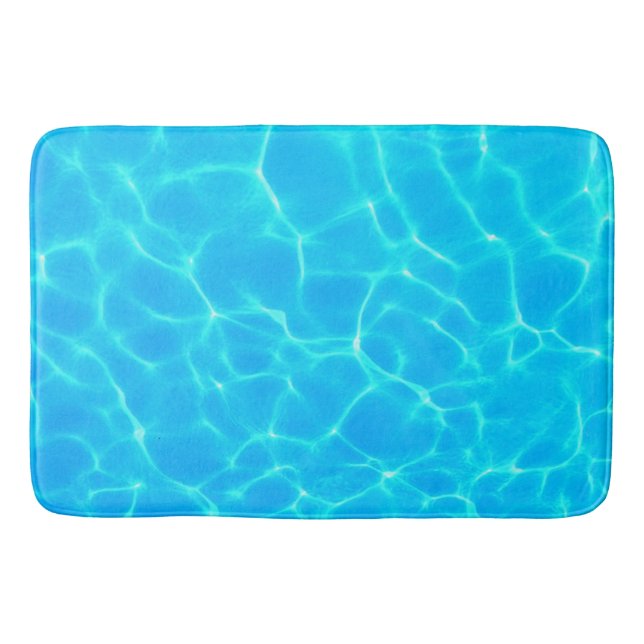 Aqua Water Pattern With Reflection Waves Bath Mat (Front)