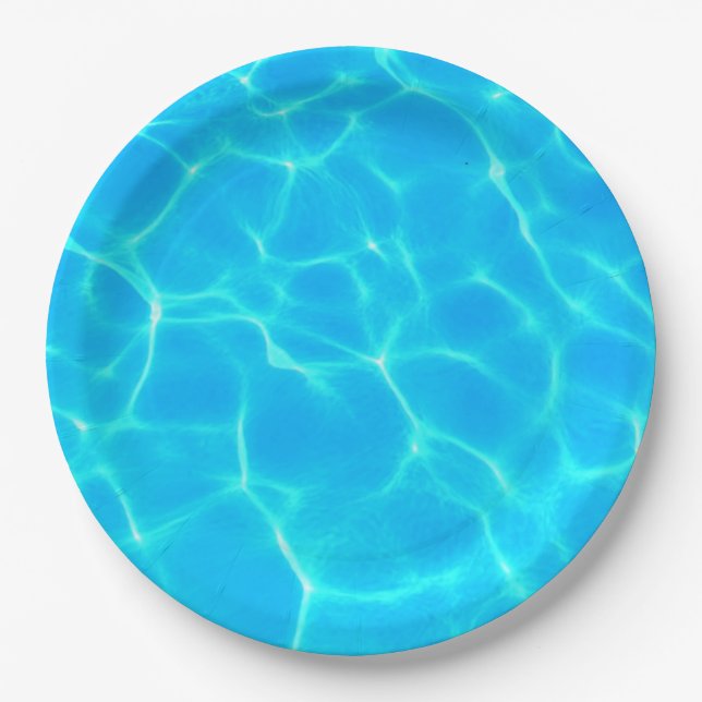 Aqua Water Pattern With Reflection Waves Paper Plate (Front)