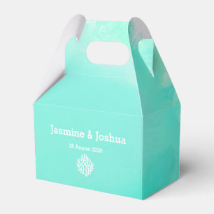 Aqua  watercolor  beach  coral reef wedding favour box