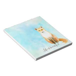 Aqua Watercolor Orange Fox             Notepad