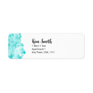 Aqua Watercolor Return Address Label