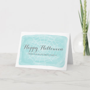 Aqua Watercolor Spider Web Halloween Card