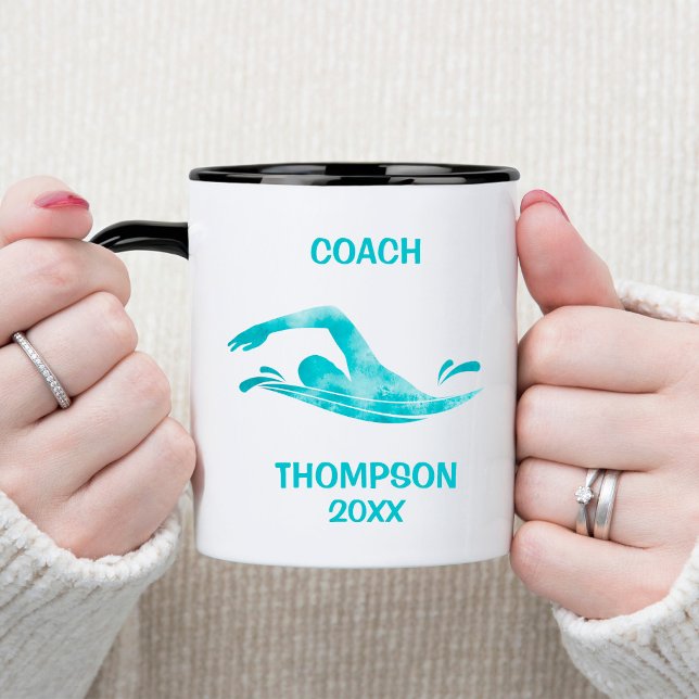 Aqua Watercolor Swimming Coach Mug (Creator Uploaded)