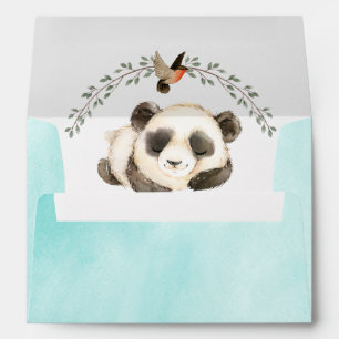 Aqua Watercolor Wash Panda Bear Envelope