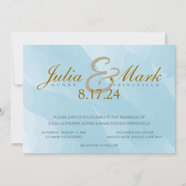 Aqua Watercolor Wedding Invitation (Front)