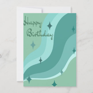 Aqua wavy birthday card