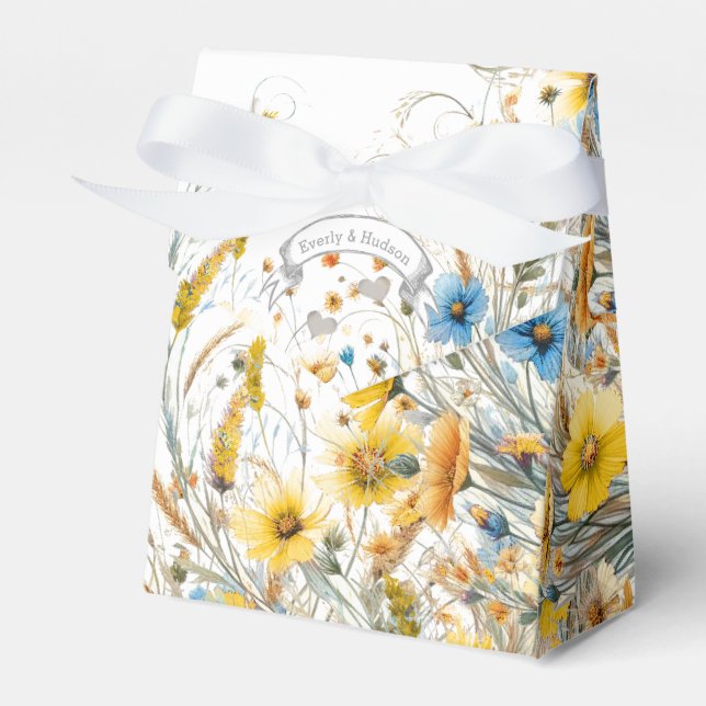 Aqua Wedding Favour Box Your Photos Monogram Names (Front Side)