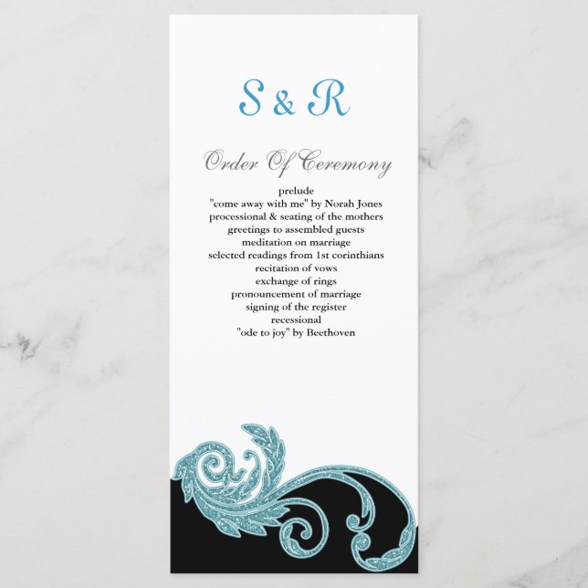 aqua Wedding program Programme (Front)
